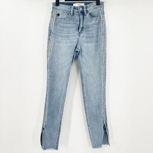 Kancan Side‎ Zip Detail Ankle Skinny Jeans Women's Sz 1 / 24 Light Wash Mid Rise